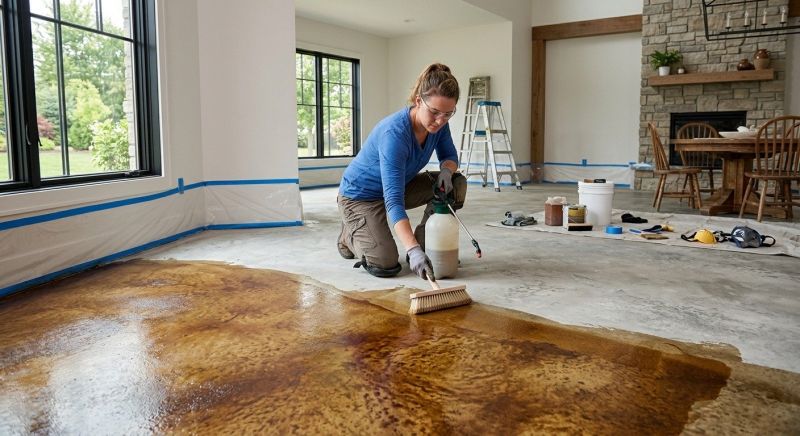 Stained Concrete Installation in Fort Worth, TX